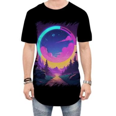 Imagem de Camiseta Longline Vaporwave Paisagem Estilosa Púrpura 8 - Kasubeck Sto