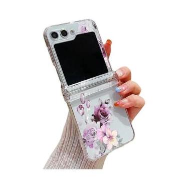 Imagem de Capa Dura Transparente Com Padrão De Flores Para Samsung Galaxy Z Flip