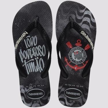 Imagem de Chinelo Havaianas Top Times Corinthians 21040140 Preto, Preto, Preto, 