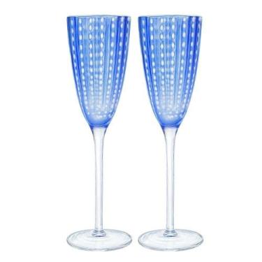 Imagem de Jogo 2 Taças De Champanhe Espumante De Vidro Orquídea Azul 200ml Wolff