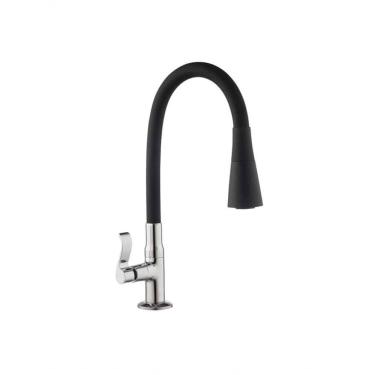 Imagem de Torneira de Bancada C-67 1-4 de Volta para Instalação em Silicone com Bica Móvel Preta