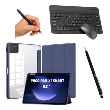Imagem de Kit Completão Case P/ Tab Xiaomi Poco Pad X1 11,2 + Teclado E Mouse + 