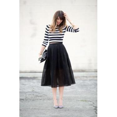 Imagem de Saia midi preta veste do M ao G - Lenira modas