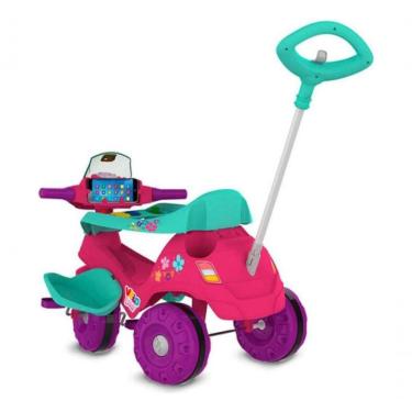 Imagem de Triciclo Infantil Mototico Velobaby 357 Passeio com Haste e Pedal Rosa Brinquedos Bandeirante
