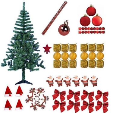 Imagem de Árvore De Natal Verde 1,80m 320 Galhos Decorada Com Enfeites 77 Itens 