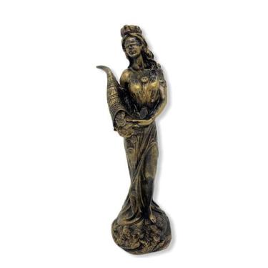 Imagem de Escultura Deusa Fortuna 18 cm Dourada envelhecida Resina - Lua Mistica