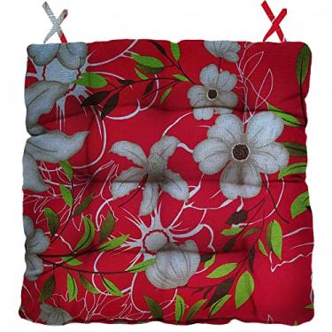 Imagem de Almofada Para Cadeira Futton Firenze 40x40cm Floral Vermelho