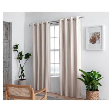 Imagem de Cortina Para Sala Quarto Naturalle Basco 2,60 x 2,30 m Bege Com Ilhós