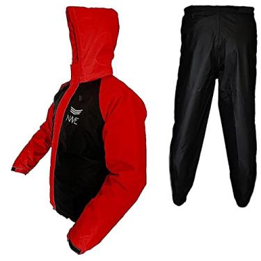 Imagem de Capa de chuva motoqueiro conjunto nylon emborrachado impermeável nave Vermelho/Preto (P)