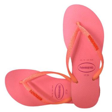 Imagem de Chinelo Havaianas Slim Glitter Neon Coral - Produto Original