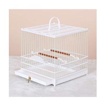 Imagem de KIZQYN Gaiolas de pássaro plástico gaiola de pássaro quadrada de plástico gaiola de pássaro ouro seda pérola gaiola de pássaro pequena gaiola de papagaio portátil gaiola de voo (cor: D)