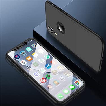 Imagem de Capa à prova de choque para 360 Full Cover para iPhone 13 Pro Max 11 12 Pro XS Max Case ShellPara iPhone 7 8 6S Plus SE 2022 XR Protetor de tela, preto com furo, para iPhone X