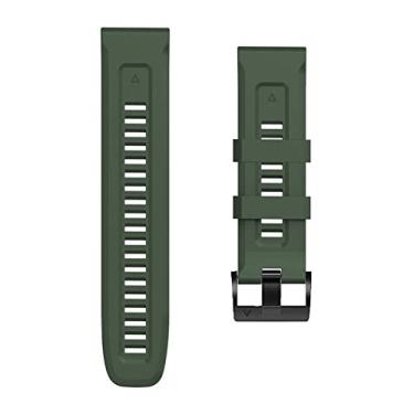 Imagem de HAZELS Para Garmin Fenix 7 7X 6X 5X Pulseira 22 26mm para Fenix 6 Pro 5 Plus Fivela Silicone Tiras de Pulso de Substituição Rápida (Cor: Verde Exército, Tamanho: Largura-22MM)