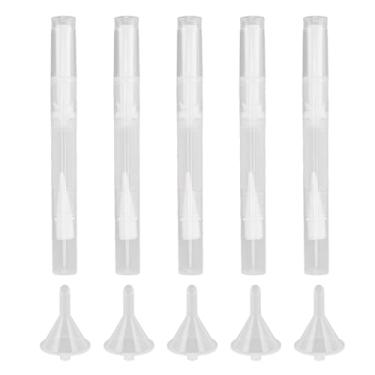 Imagem de Okjhfd 5 Conjunto De Caneta De óleo De Unha Vazia Transparente Tubo De Plástico Cosmético Fibra De Náilon Escova Cutícula Brilho Recipiente Aplicadores Para Viagens