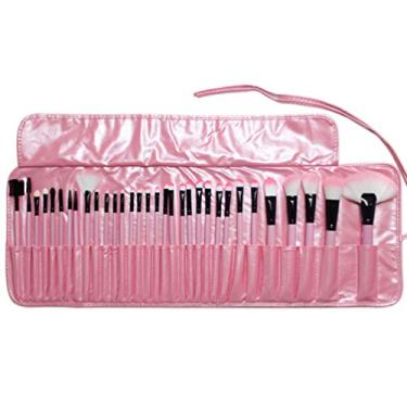 Imagem de Beaupretty 32 peças de pincéis de maquiagem de microfibra portátil, conjunto de pincéis para cosméticos, sombra, delineador blush com bolsa para mulheres (rosa)
