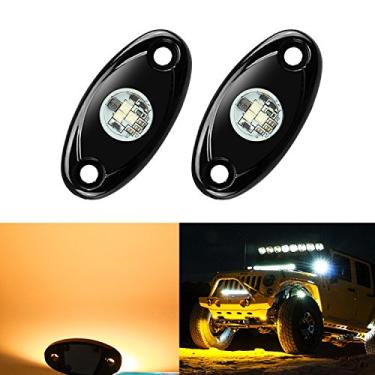 Imagem de 2 Pods LED Rock Lights, Ampper Waterproof LED Neon Underglow Light for Car Truck ATV UTV SUV Offroad Boat Underbody Glow Trail Rig Lamp (Yellow)