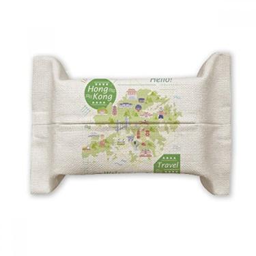 Imagem de Hello Welcome to Hong Kong China Suporte de capa de papel para lenços faciais saco de linho de algodão