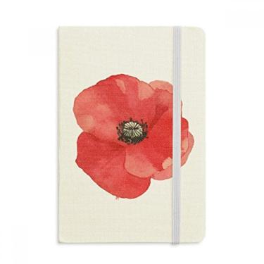 Imagem de Caderno de papoula de milho com pintura de flor vermelha em aquarela capa dura para diário clássico A5
