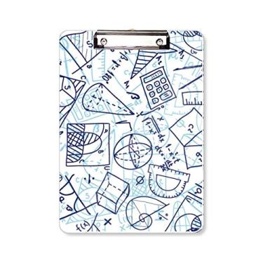 Imagem de Régua de matemática azul pintada à mão, calculadora, ilustração, prancheta, pasta, bloco de anotação, placa de apoio A4