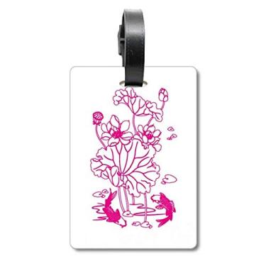 Imagem de Folha de lótus Flor de lótus Raiz de lótus Bolsa de água com etiqueta para bagagem Etiqueta para cartão de bagagem