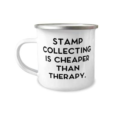 Imagem de A coleção de carimbos é mais barata do que a terapia. Caneca de camper de 355 ml, coleta de selos, útil para coleta de selos