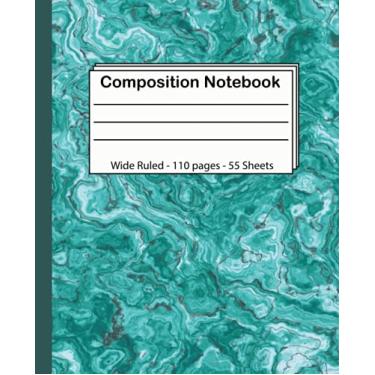 Imagem de Composition Notebook: Wide Ruled Paper Notebook Journal, Blank Wide Lined Workbook for Girls Boys Kids Teens Students, Pretty Gold Purple Turquoise Liquid Marble