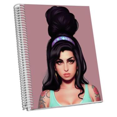 Imagem de Caderno Pautado 100 Folhas Capa Dura Espiral 15X21cm  Amy Winehouse 2