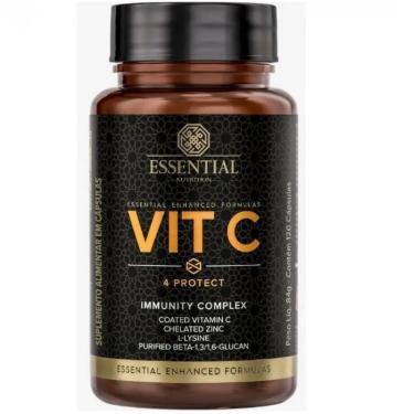 Imagem de Vitamina C 4 Protect + Zinco + Betaglucana de levedura + L-lisina - (120 caps 60 Doses) - Essential Nutrition