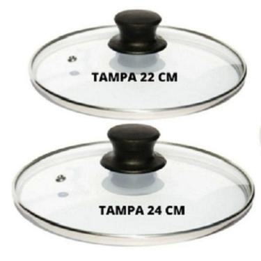 Imagem de Kit Jogo 2 Tampa De Vidro Avulsa 22cm 24cm