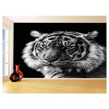 Imagem de Papel De Parede 3D Animais Tigre Preto E Branco 3,5M Anm561