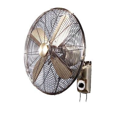 Imagem de Ventilador de parede comercial suspenso restaurante hotel retro metal ventiladores oscilantes elétricos ângulo ajustável refrigerador de ar 3 velocidades ventiladores para industriais e escritórios, ouro, 45 cm