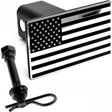 Imagem de eVerHITCH Capa de engate de metal para reboque com bandeira americana serve para receptores de 5 cmeVerHITCH Fits 2" Receivers HPK24029