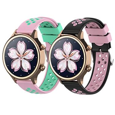 Imagem de Hoopyeecase pulseira de relógio Compatível para TicWatch E3, Suave Bicolor 20mm silicone esporte assistir banda para TicWatch E3 / TicWatch GTH/TicWatch E/TicWatch 2 Smart Watch