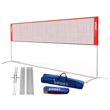 Imagem de Conjunto Portátil De Rede De Badminton Com Saco De Armazenamento, Rack De Redes De Tênis De Vôlei De Aço Inoxidável, Para Academia De Quintal De Parque (Color : Red, Size : 3.1m/10ft)