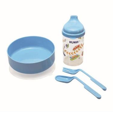 Imagem de Kit Refeição Infantil Prato Copo E Talher Azul Kuka