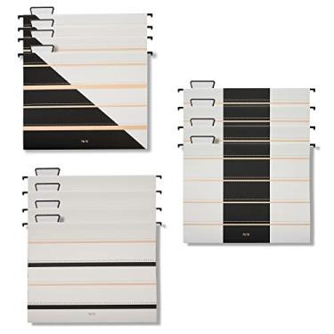 Imagem de Fei Bi Pacote com 12 pastas de arquivo suspensas, organizador de arquivos, tamanho carta, abas ajustáveis de corte 1/5, decorativas, para escritório, sala de aula