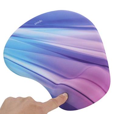 Imagem de xinidc Mouse pad ergonômico para computador com suporte para descanso de pulso, mouse pad para alívio da dor com base de poliuretano antiderrapante para estudo em escritório em casa (faixa de cores)