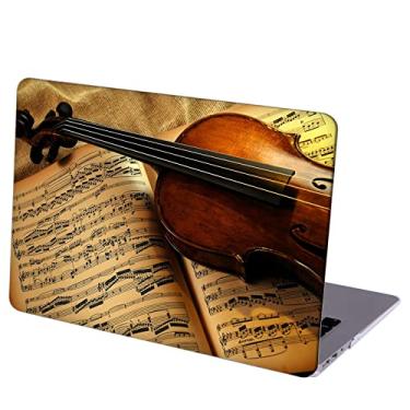 Imagem de MINGDAO Compatível com MacBook Air 34.5 cm capa protetora rígida e capa de teclado (A2681, chip M2, versão 2022) - Violino e notas musicais-1