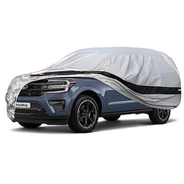Imagem de Holthly Capa de carro de 10 camadas à prova d'água para todos os climas para SUV grande, 100% à prova d'água, capas de carro ao ar livre, chuva, neve, proteção UV contra poeira. Ajuste personalizado
