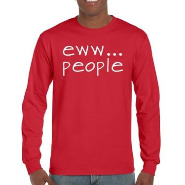 Imagem de Eww... Camiseta de manga comprida para pessoas engraçada, antissocial, humanos sugam, introvertido, anti social, clube sarcástico, geek, Vermelho, GG
