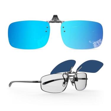 Imagem de Goiteia Óculos de sol polarizados flip up com clipe sobre óculos de grau para homens e mulheres, leves, antirreflexo, proteção UV400, Azul gelo (melodia glacial), 57 * 36mm