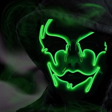 Imagem de Wetufin - Halloween Purge Mask Led Light Up Mask Scary Mask Glow Mask EL Wire LED Mask for Festival Party Gifts Couple Mask, Purge Mask for Kids Man Woman Adult, Green