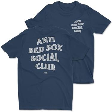 Imagem de Camiseta Anti Red Sox Social Club para fãs de beisebol de Nova York (SM-5GG), Manga curta estilo marinho macio, P