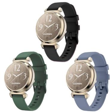 Imagem de ViCRiOR Pacote com 3 pulseiras de relógio compatíveis com relógio inteligente Garmin Lily 2, pulseira feminina de substituição de silicone macio de liberação rápida para Garmin Lily 2