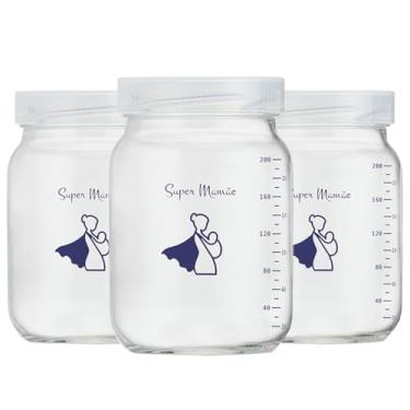 Imagem de Kit com 3 Potes de Vidro para Armazenar Leite Materno 200ml Com Graduação