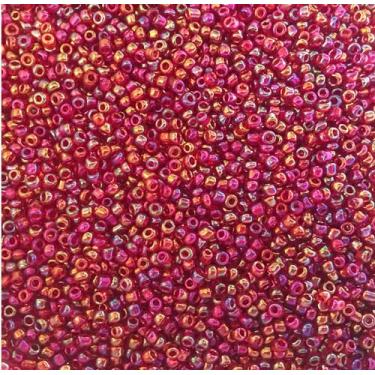 Imagem de Tamanho das contas de semente: 11/0 50 g / 1,76 oz (vermelho iridescente)