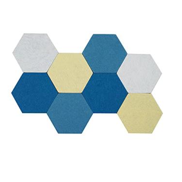 Imagem de Afumazi 8 peças de quadro de cortiça de feltro hexagonal placa de avisos autoadesiva, placa de pinos para decoração de parede memorandos exibição de fotos (conjunto A)