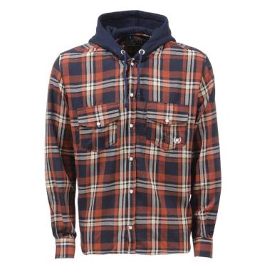 Imagem de Camisa Vaqueiros Masculina Xadrez Preto com Laranja com Capuz 36829