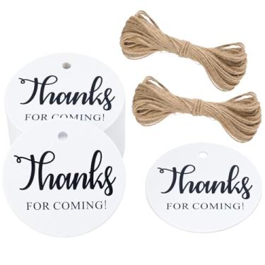 Imagem de Thanks For Coming Tags 100 PCS Round Tags,Kraft Paper Gift Tags with 30m Natural Jute Twine Perfect for Mother's Day,Wedding Party Favour