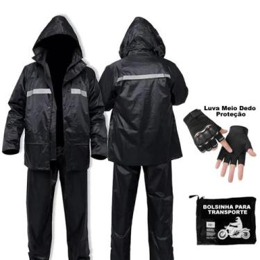 Imagem de Capa de Chuva Moto Unissex - PVC/POLIÉSTER - Impermeável - Conjunto Ca